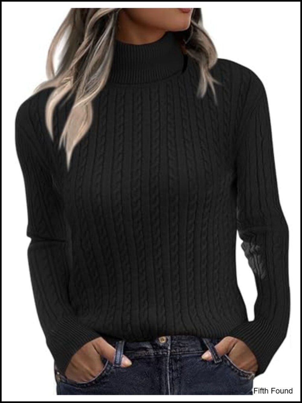 Turtleneck Cable Knit Long Sleeve Pullover Sweater